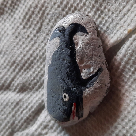 hand painted River rocks Other - Painted River Pet Rock ( Whale)